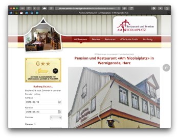 Website «Restaurant und Pension am Nico, Wernigerode»